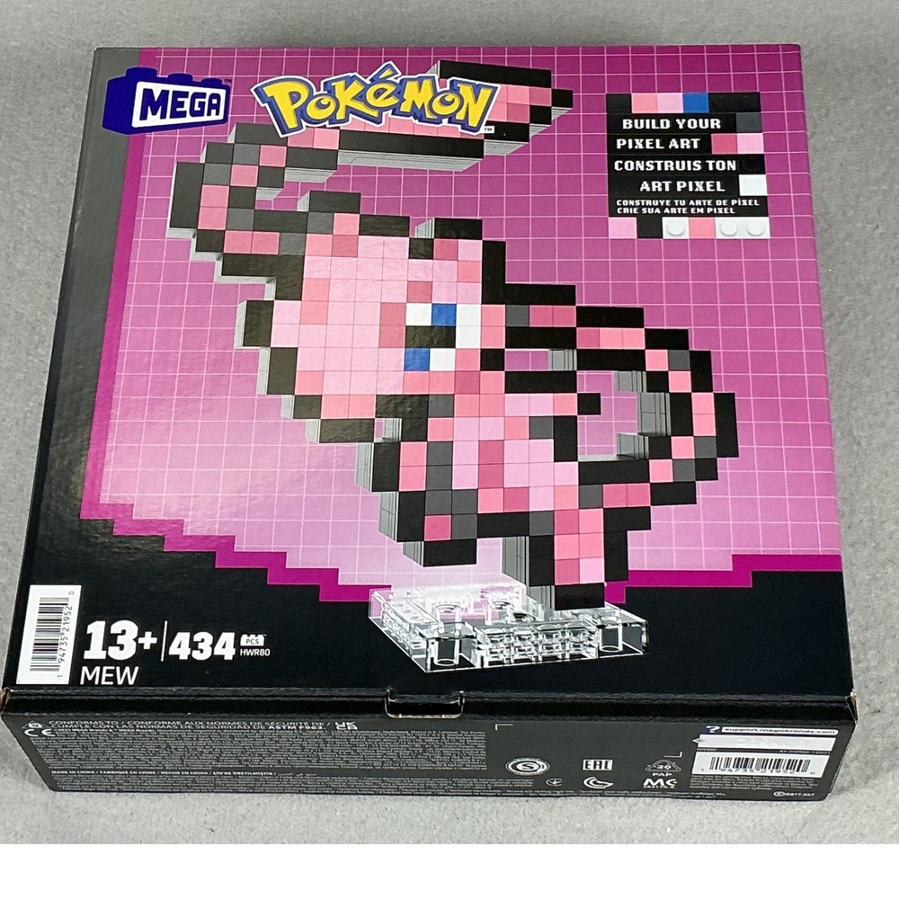 MEGA Pokémon Mew Pixel Art Building Set 434 Pieces HWR80 New 13+